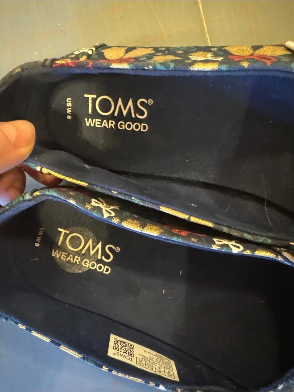 TOMS  Christmas Bell Slip-On Shoes - Navy - Picture 2 of 5